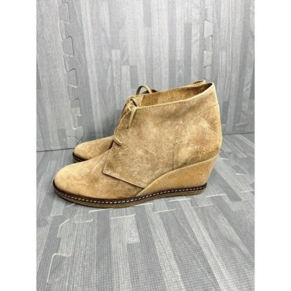 J. Crew MacAlister Wedge Boots Tan Suede Women Size 9  Made in Italy